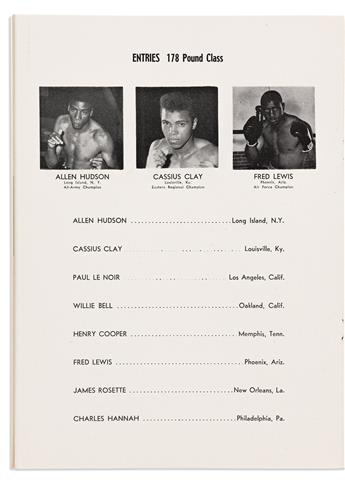 (SPORTS--BOXING.) U.S. Olympic Team Trials Boxing Finals program featuring Cassius Clay.